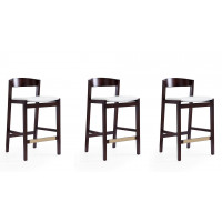 Manhattan Comfort 3-CS007-IV Klismos 36.75 in. Ivory and Dark Walnut Beech Wood Counter Height Bar Stool (Set of 3)